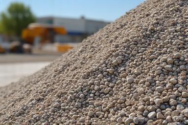 A large pile of construction gravel at a job site