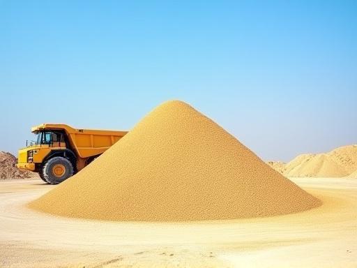 A large pile of freshly delivered sand at a construction site
